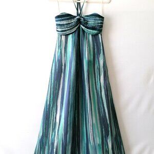 LC Lauren Conrad Womens Striped Pintuck Pleats Halter Strap Maxi Dress Size 4